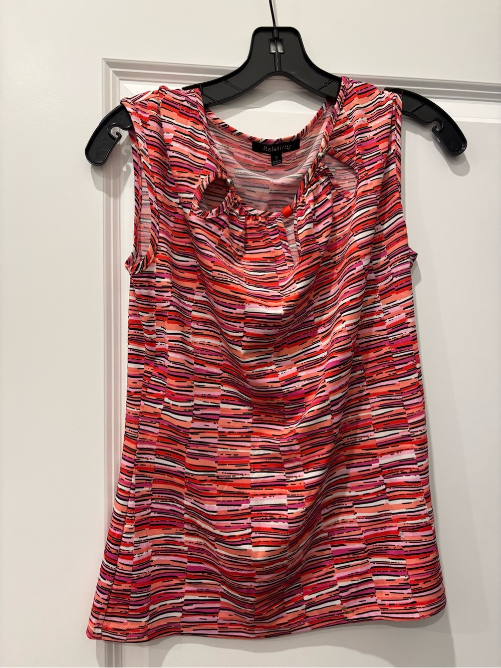 Relativity Pink and Red-Orange Striped Sleeveless Top